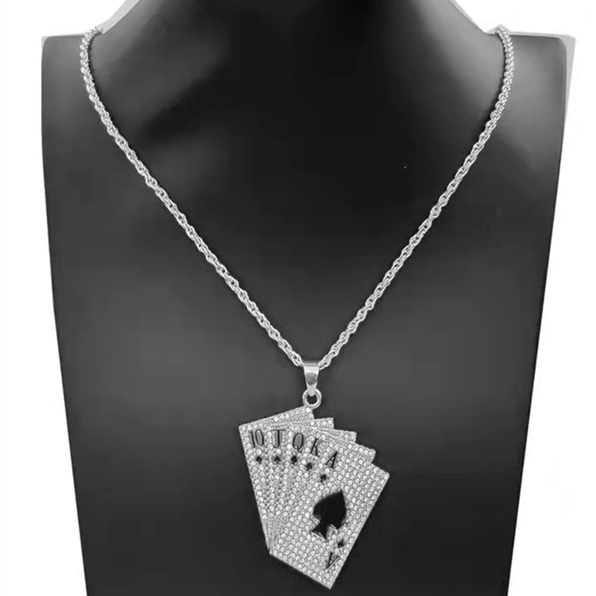 

Guys Playing Card Pendant Necklace, Silver
