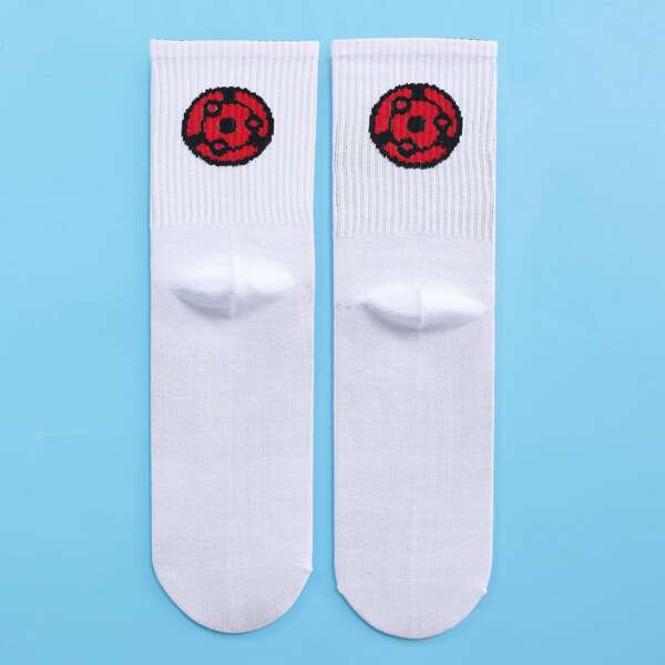 

Men Graphic Crew Socks, White