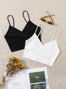 SHEIN EZwear 2件包裹細節素色吊帶背心上衣