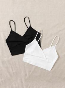 SHEIN EZwear 2件包裹細節素色吊帶背心上衣