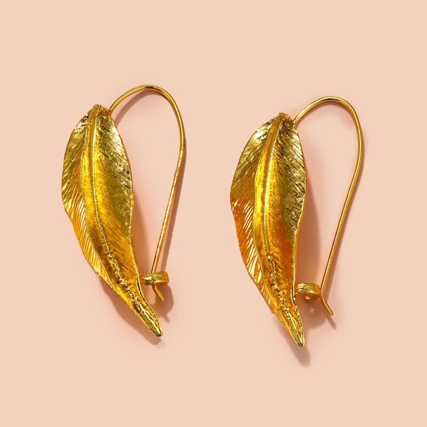 

Leaf Decor Earrings, Gold