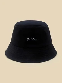 Letter Graphic Bucket Hat - Black - View 1