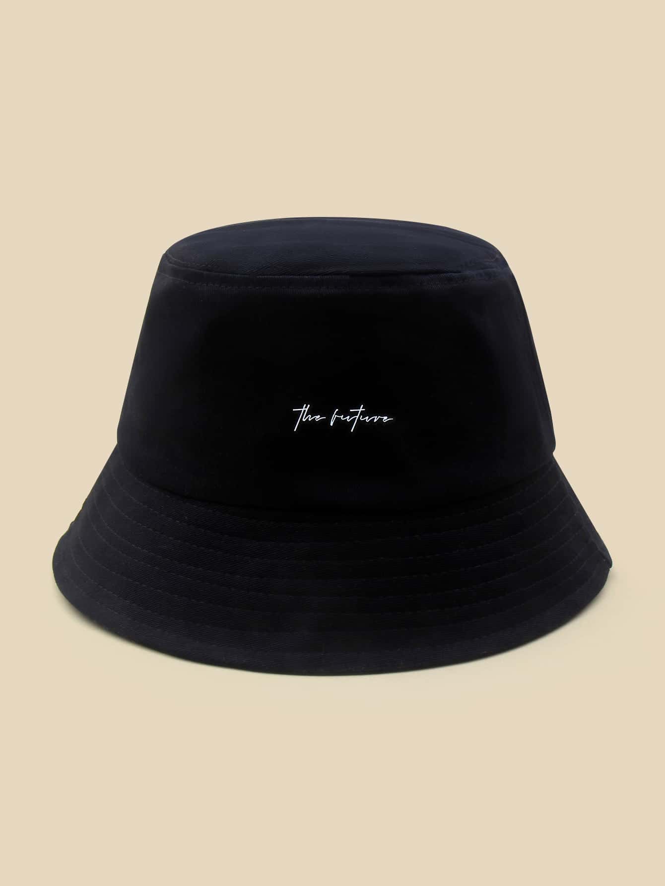 Letter Graphic Bucket Hat - Black - View 1