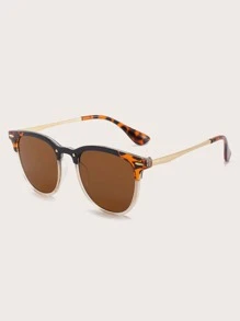 Gafas de moda con lentes tintados de estilo browline - Marrón - Ver 1