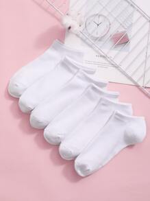6pairs Plain Ankle Socks - White - View 1