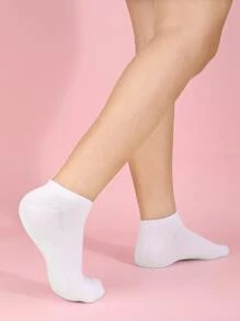 6pairs Plain Ankle Socks - White - View 4