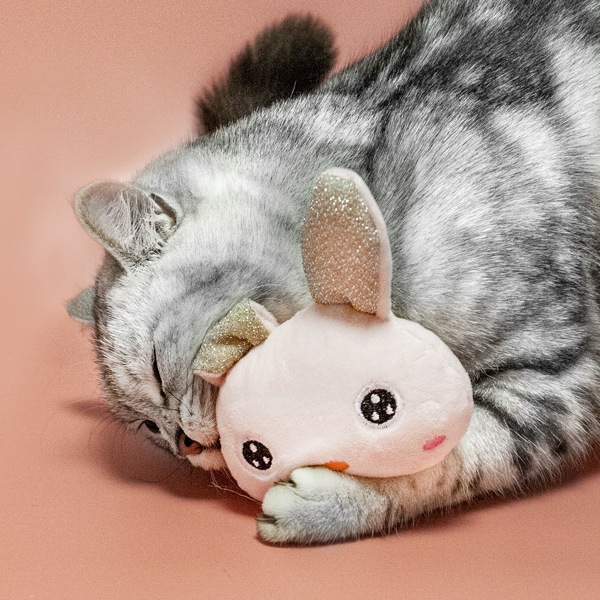 

1pc Plush Rabbit Pet Chew Toy, Pink