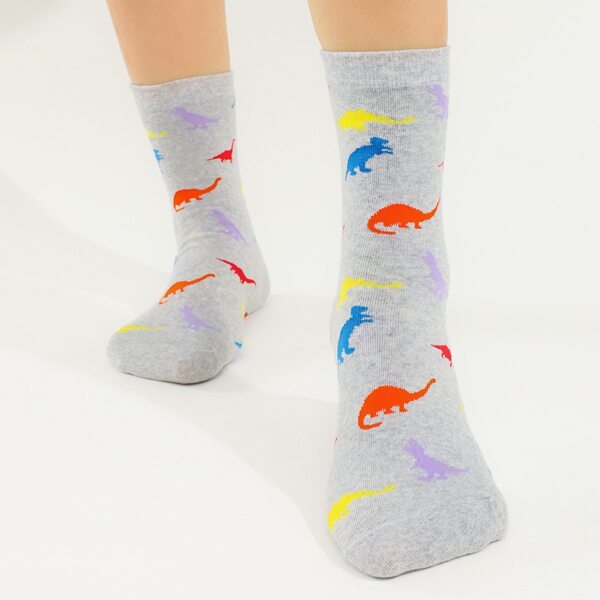 

Cartoon Graphic Crew Socks, Grey