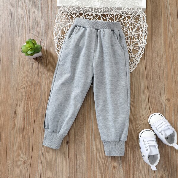 

Baby Boy Contrast Panel Sweatpants, Grey