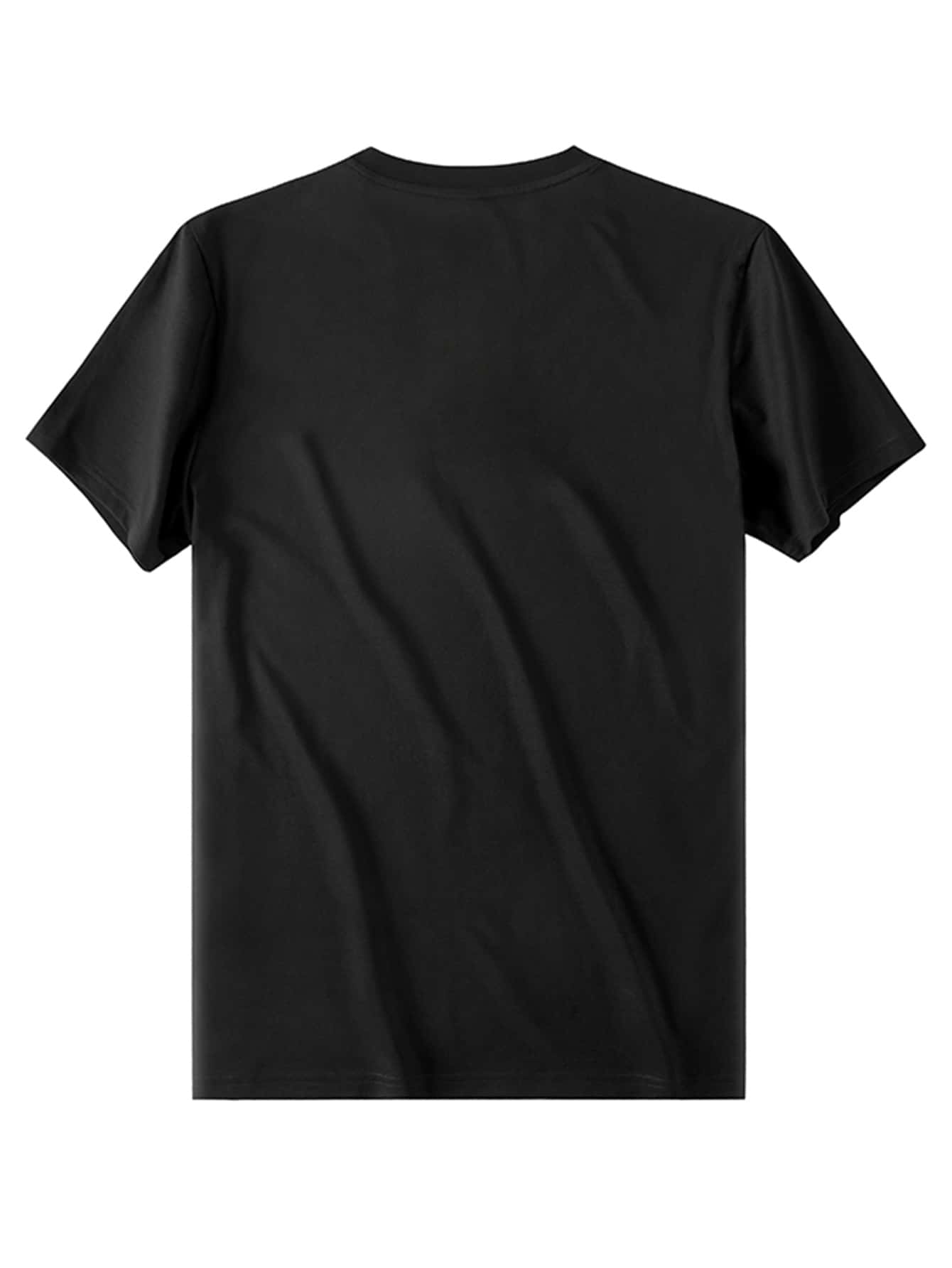 Hombres Camiseta con estampado geométrico & letra - Negro - Añade 2