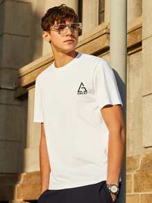 Camiseta con estampado de letra y dibujo - Blanco - Ver 1