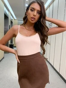 AAmilife Top de tirantes unicolor de espalda baja - Albaricoque - Ver 5