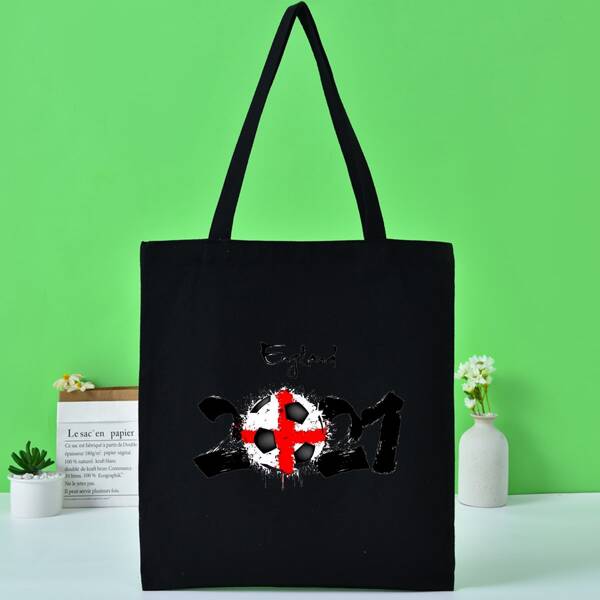 

Football Print Shopper Bag, Black