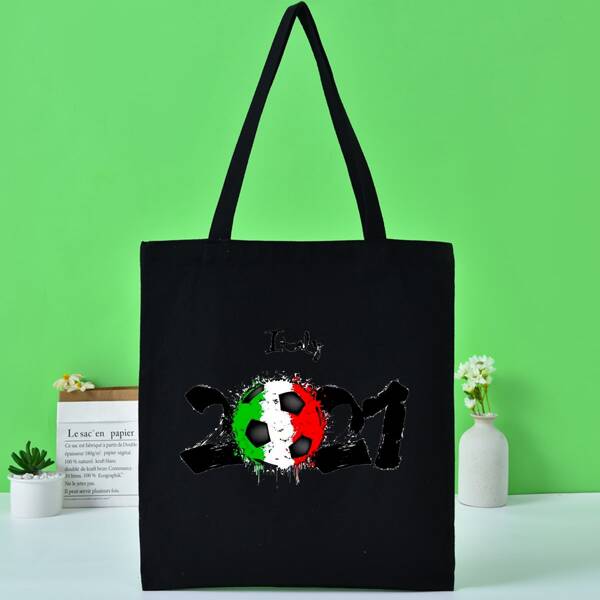 

Football Print Shopper Bag, Black