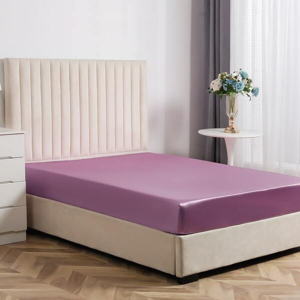 

Plain Satin Fitted Sheet, Purple