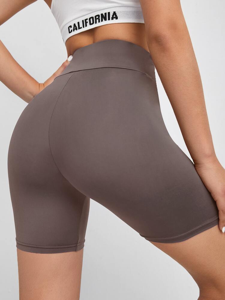 SHEIN EZwear Xà cạp màu trơn Thể thao - Màu nâu  Mocha - Xem 2