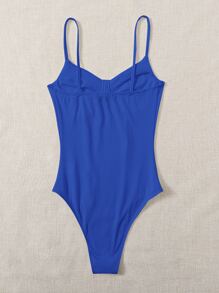 SHEIN EZwear Solid Bustier Rib-knit Bodysuit