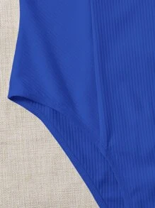 SHEIN EZwear Solid Bustier Rib-knit Bodysuit