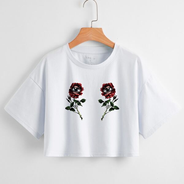 

Floral & Figure Graphic Tee, White