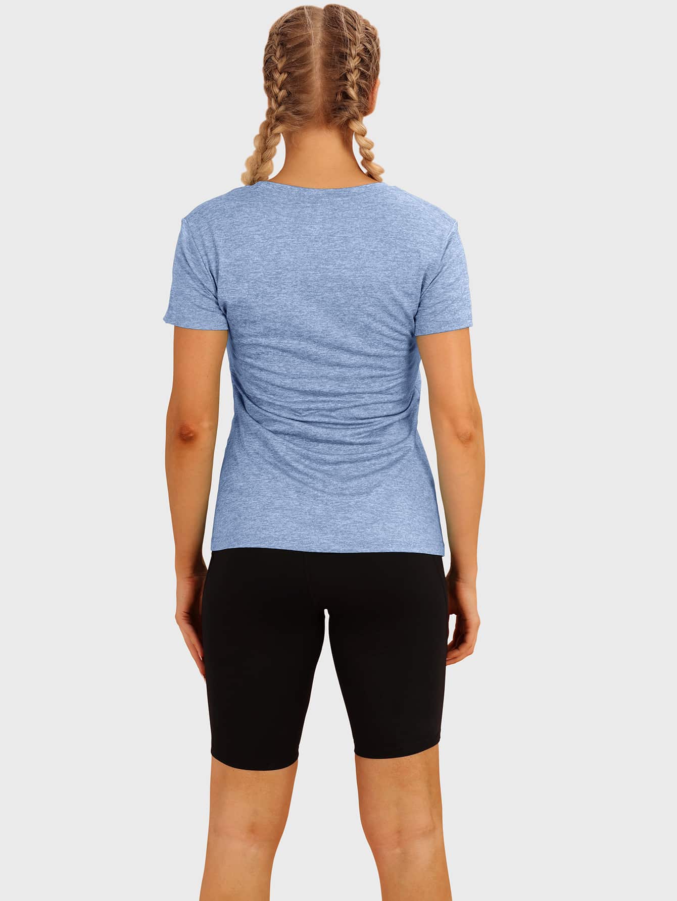 Camiseta Deportiva De Manga Corta Cuello Redondo De Color Sólido - Multicolor - Añade 2