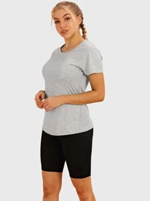 Màu thuần Vòng cổ Ngắn tay Thể thao Áo thun - Nhiều màu - Xem 3