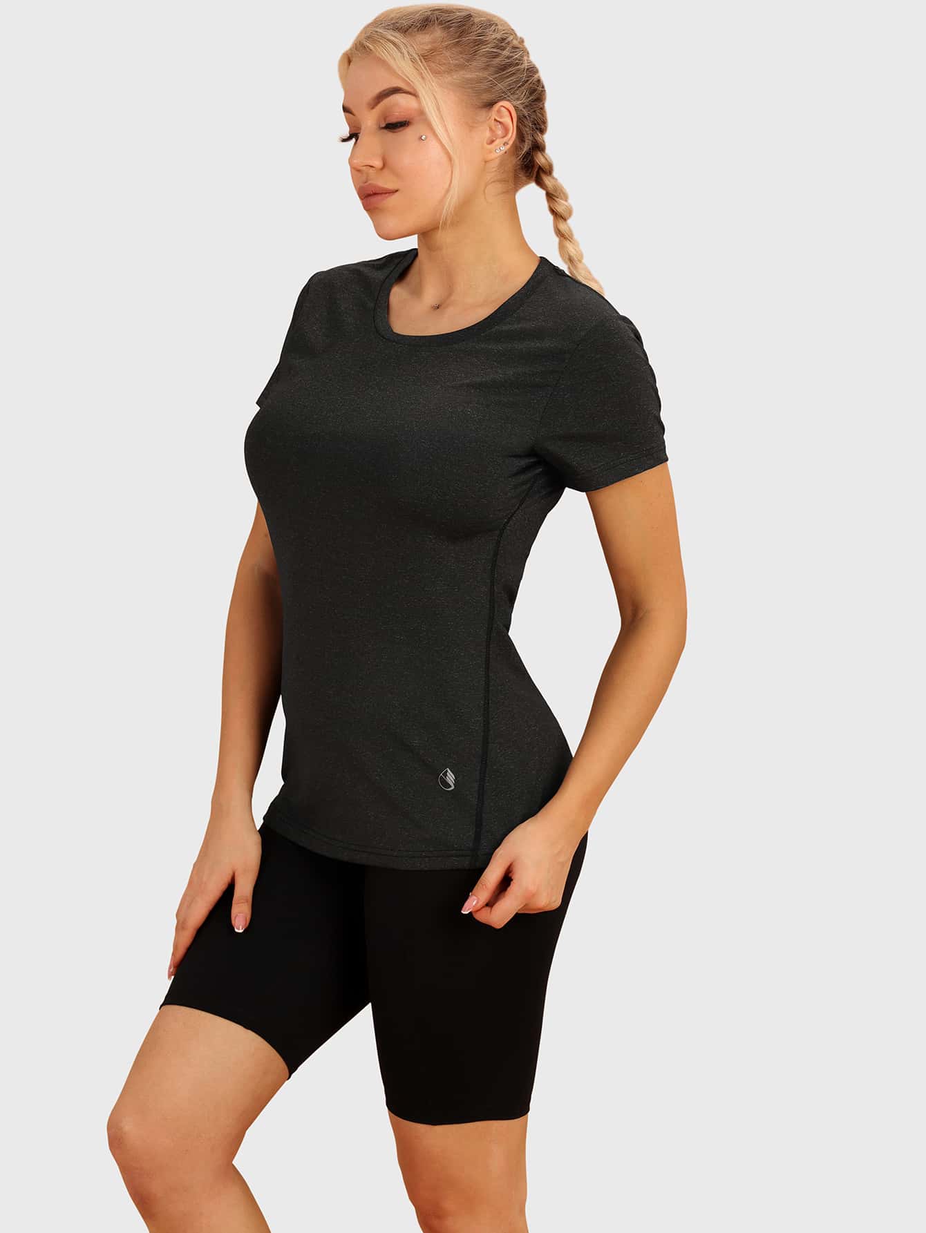 Camiseta Deportiva De Manga Corta Cuello Redondo De Color Sólido - Multicolor - Añade 4