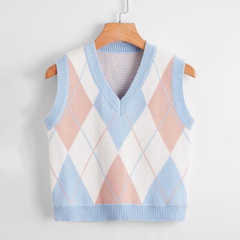 

Argyle Pattern Sweater Vest, Multicolor