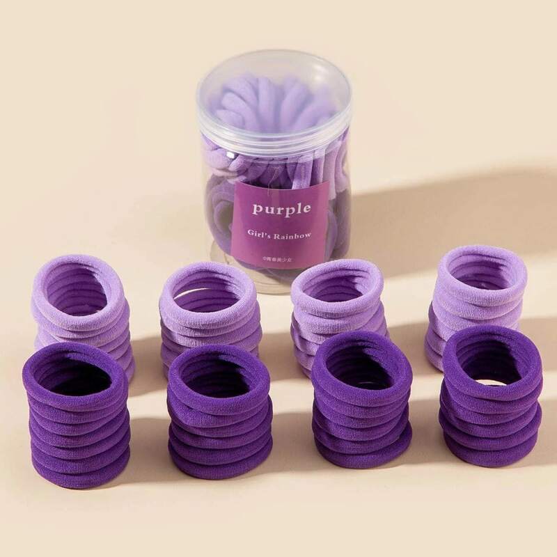 

50pcs Solid Hair Tie, Purple