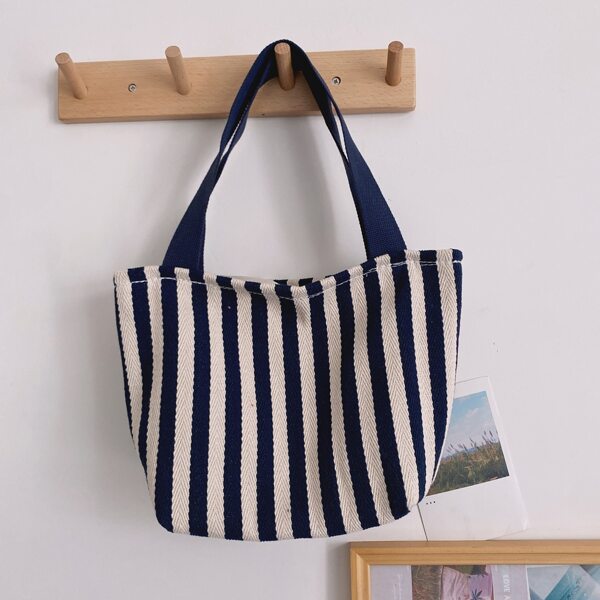 

Striped Pattern Shoulder Bag, Blue