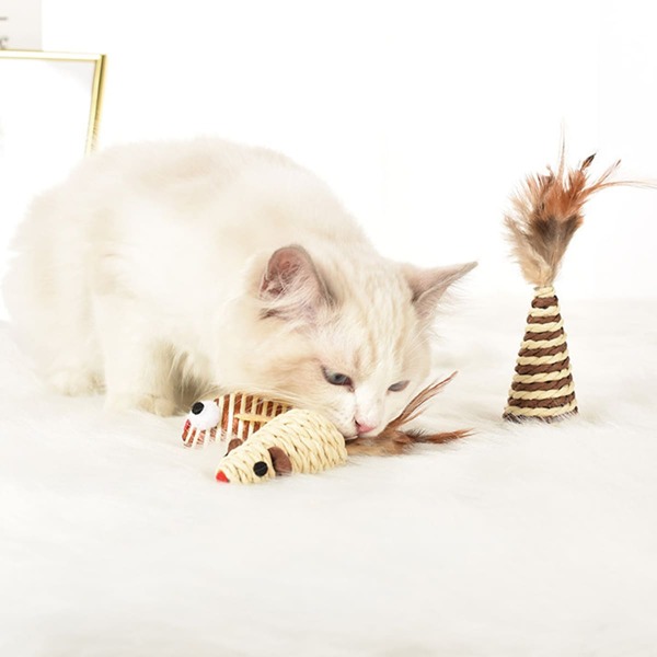 

3pcs Woven Cartoon Cat Teaser Toy, Multicolor