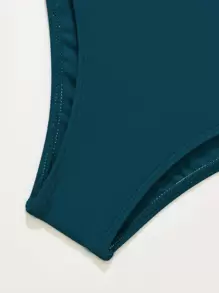 Bộ bikini cạp cao Hanky Hem nhiệt đới đi biển mùa hè - Màu xanh ngọc - Xem 5