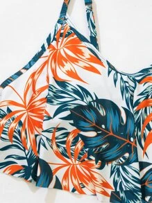 Bộ bikini cạp cao Hanky Hem nhiệt đới đi biển mùa hè - Màu xanh ngọc - Xem 8