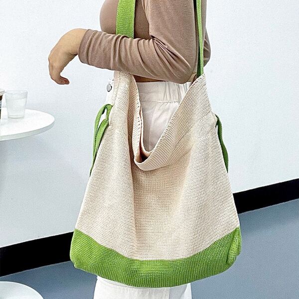 

Colorblock Pattern Crossbody Bag, Mint green