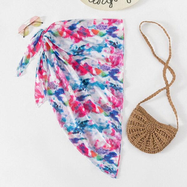 

Tie Dye Knot Side Cover Up Skirt, Multicolor