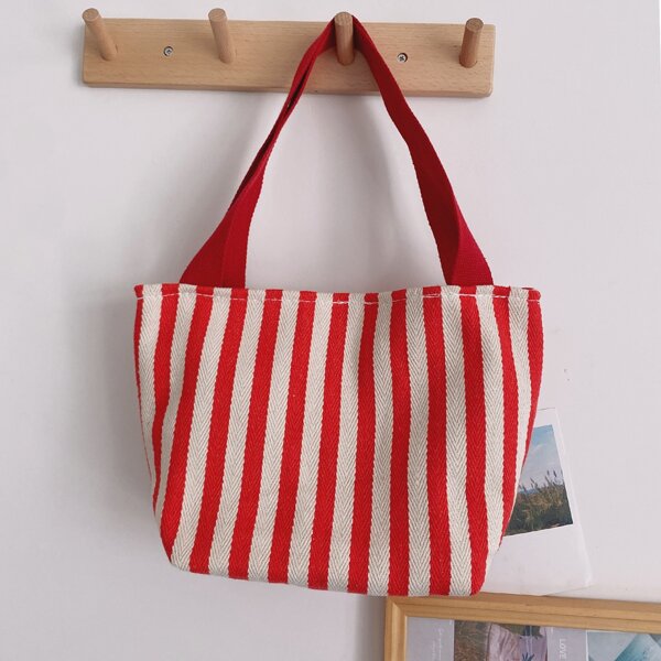 

Striped Pattern Shoulder Bag, Red