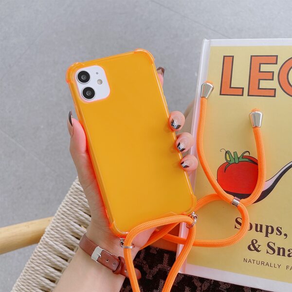 

Solid Anti-fall Phone Case With Lanyard, Orange