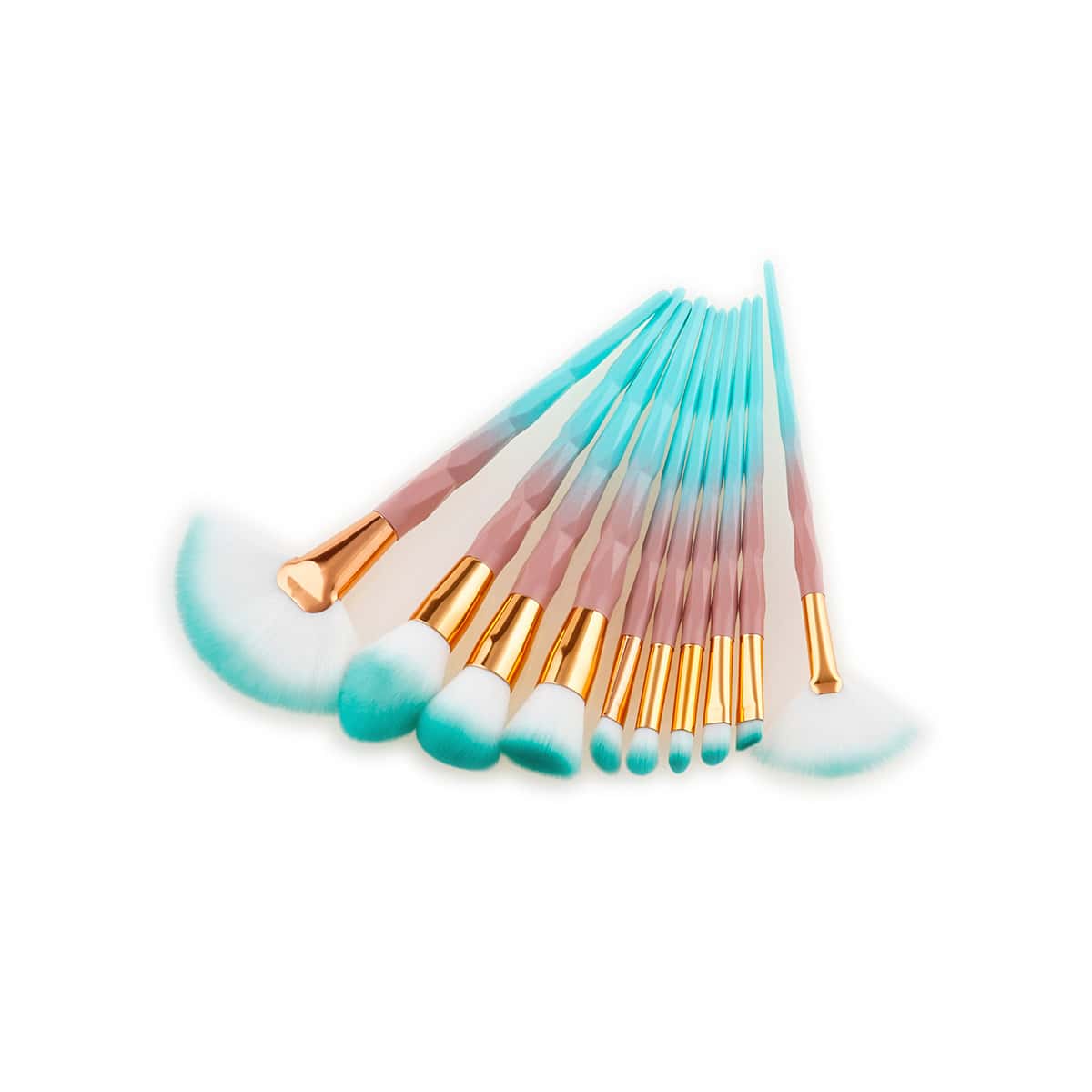 

10pcs Ombre Makeup Brush, Blue