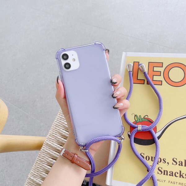 

Solid Anti-fall Phone Case With Lanyard, Purple
