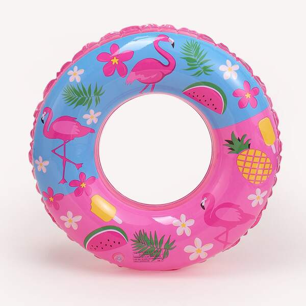 

Flamingo & Fruit Print Swimming Ring, Hot pink