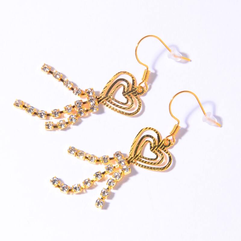 

Heart Drop Earrings, Gold