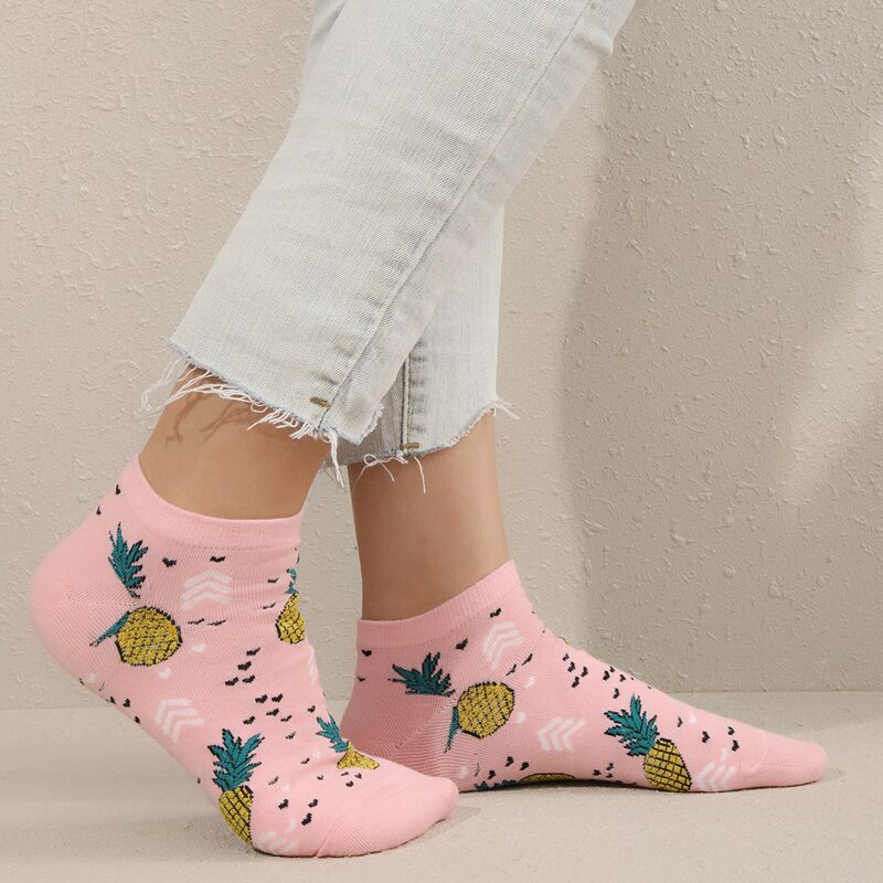 

Fruit Print Ankle Socks, Pink