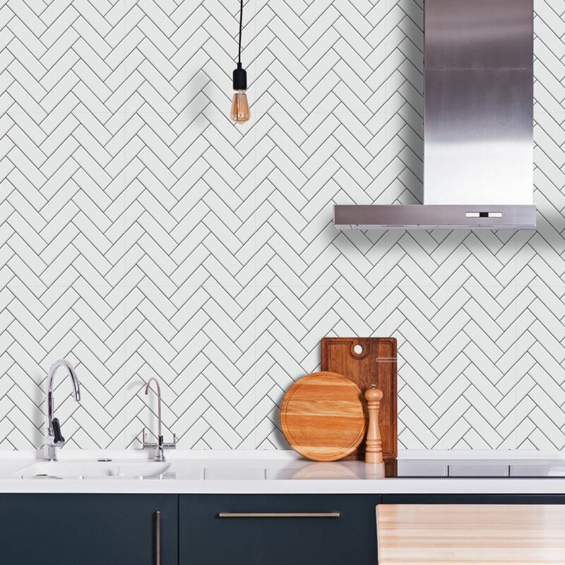 

1sheet Geometric Pattern Self Adhesive Wallpaper, White