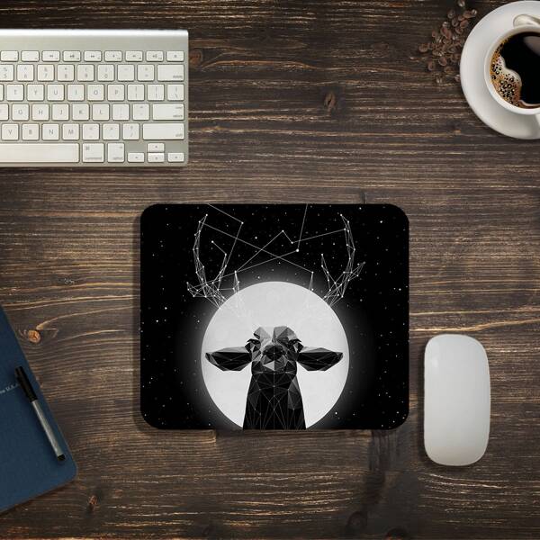 

Goat & Galaxy Print Mouse Pad, Black