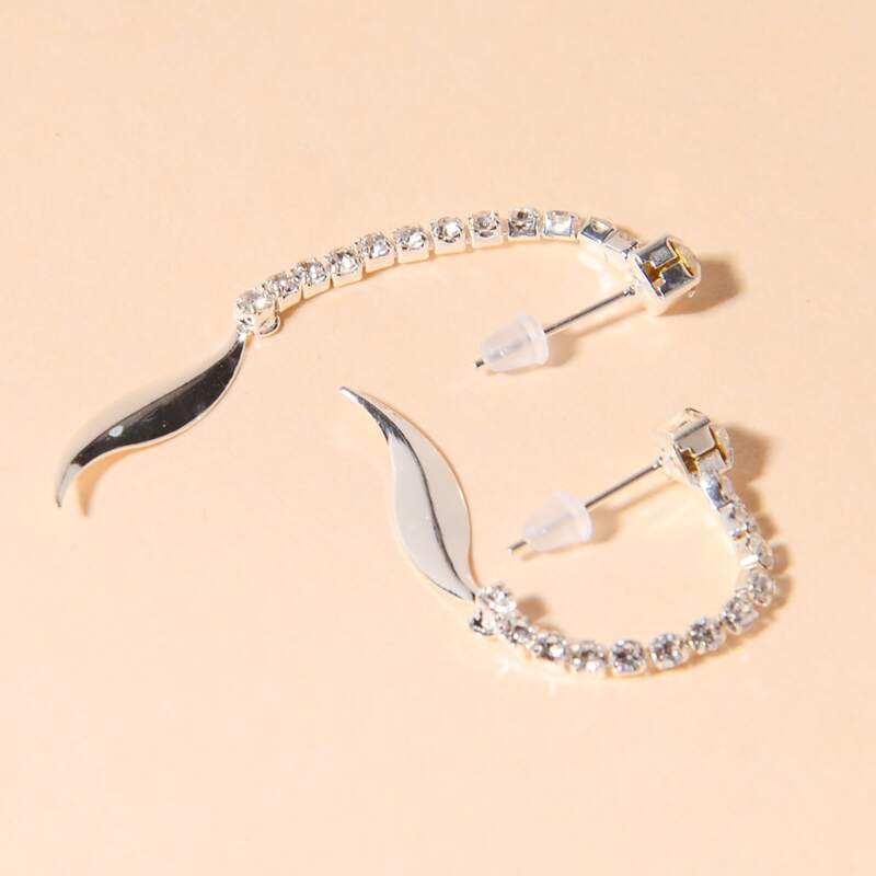 

Rhinestone Drop Earrings, Silver