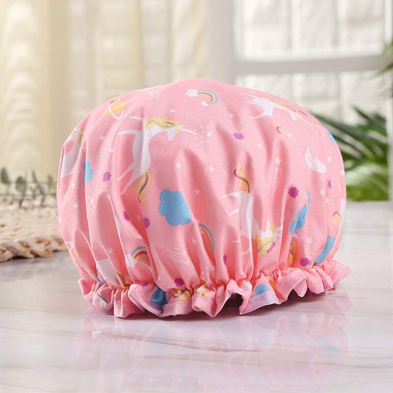 

1pc Unicorn Print Shower Cap, Multicolor