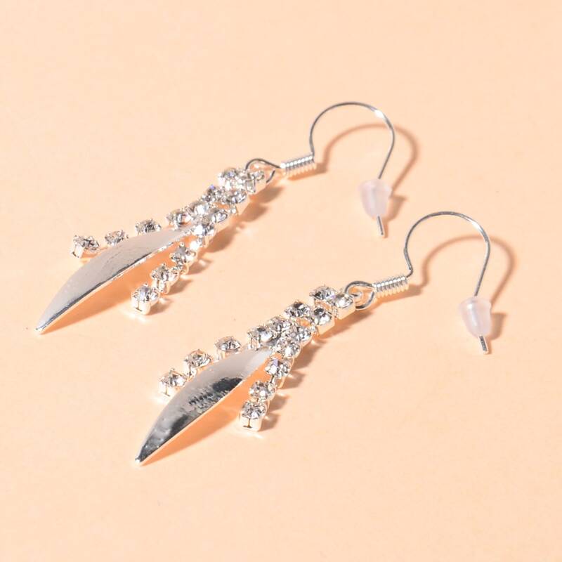 

Rhinestone Tassel Drop Earrings, Silver