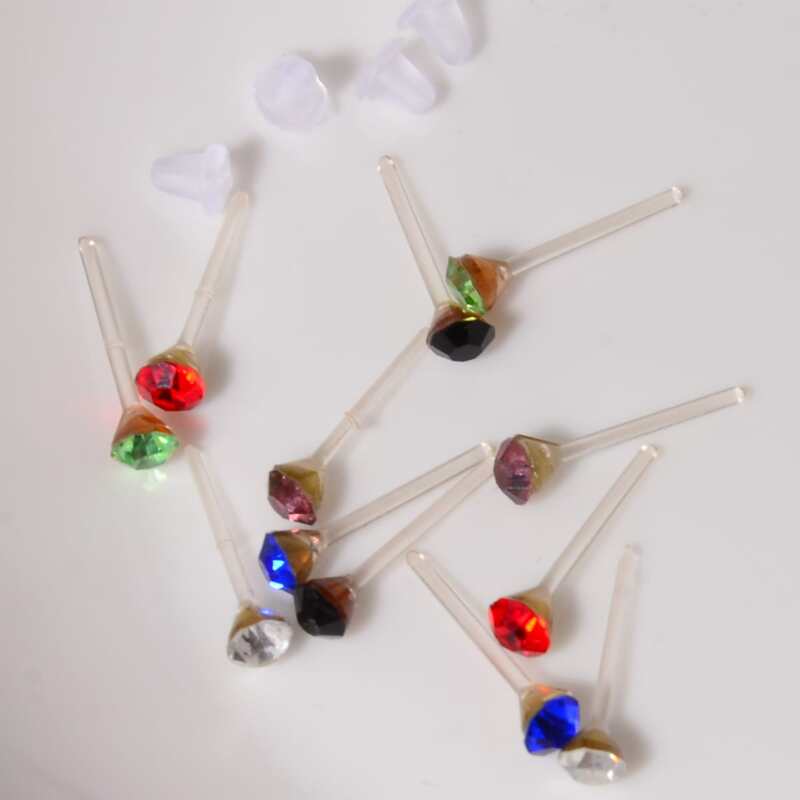

12pcs Rhinestone Stud Earrings, Multicolor