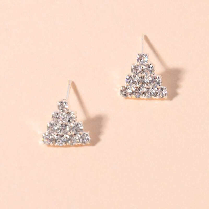 

Rhinestone Stud Earrings, Silver