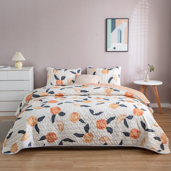 

Peach Print Duvet Cover Sets Without Filler, Multicolor