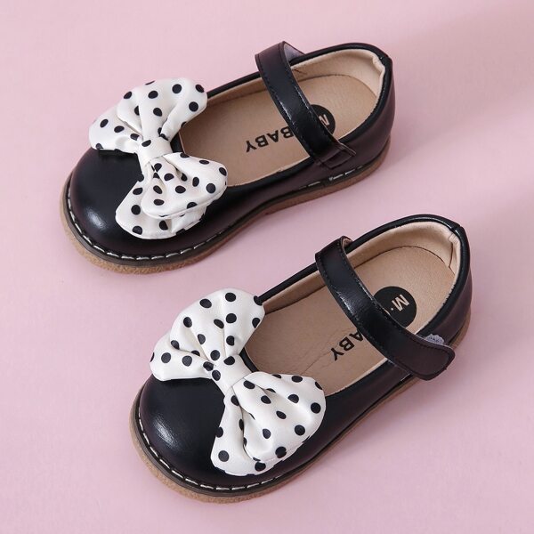

Toddler Girls Polka Dot Bow Decor Flats, Black